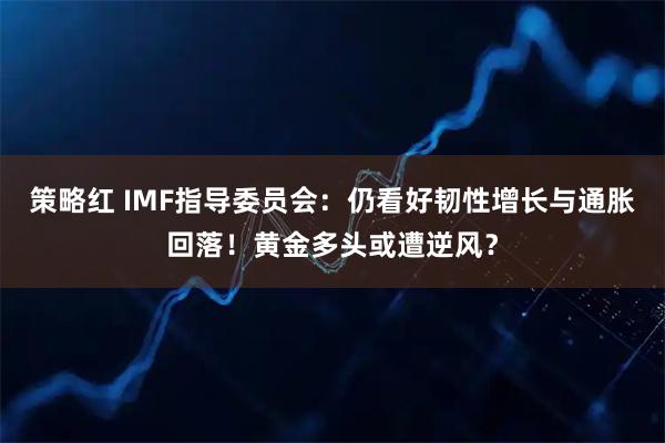 策略红 IMF指导委员会：仍看好韧性增长与通胀回落！黄金多头或遭逆风？