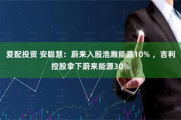爱配投资 安聪慧：蔚来入股浩瀚能源10% ，吉利控股拿下蔚来能源30%